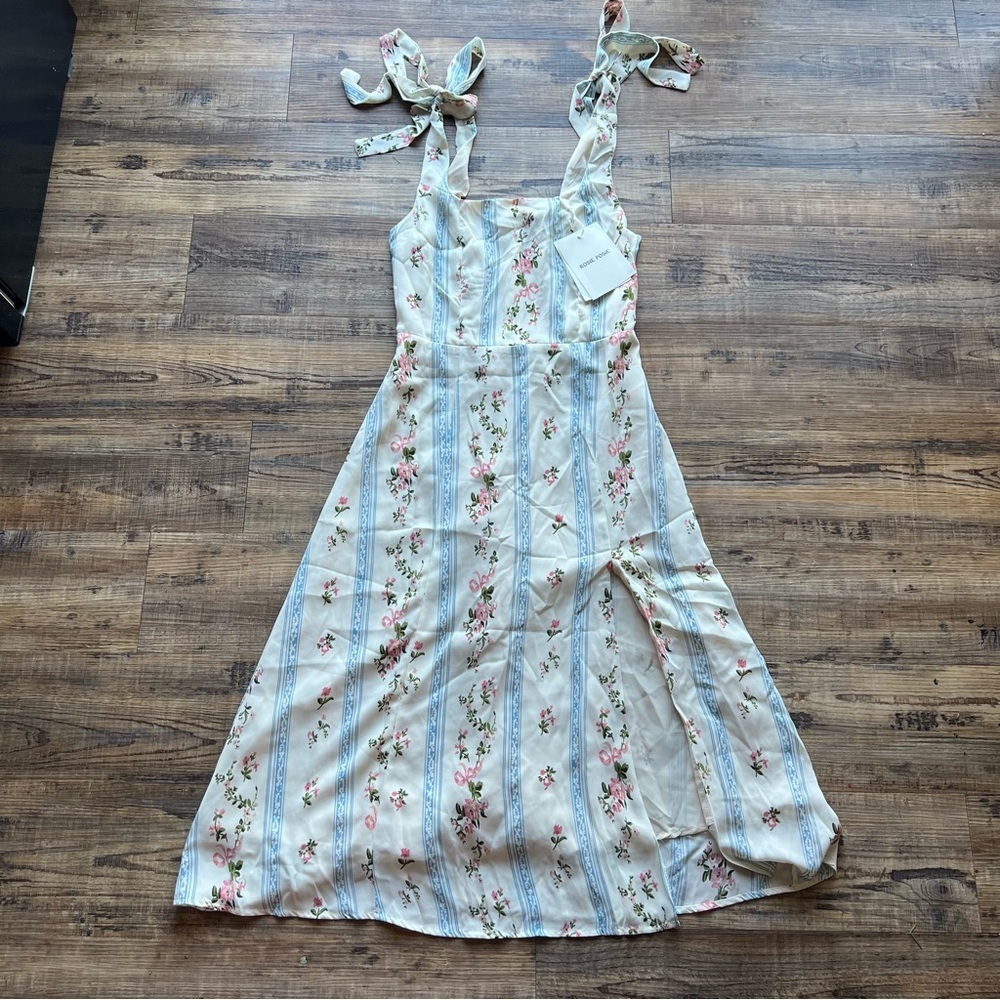 Rosie Posie Womens Sweet Floral Stripe Sundress Cottage Boho Sz Small NWT